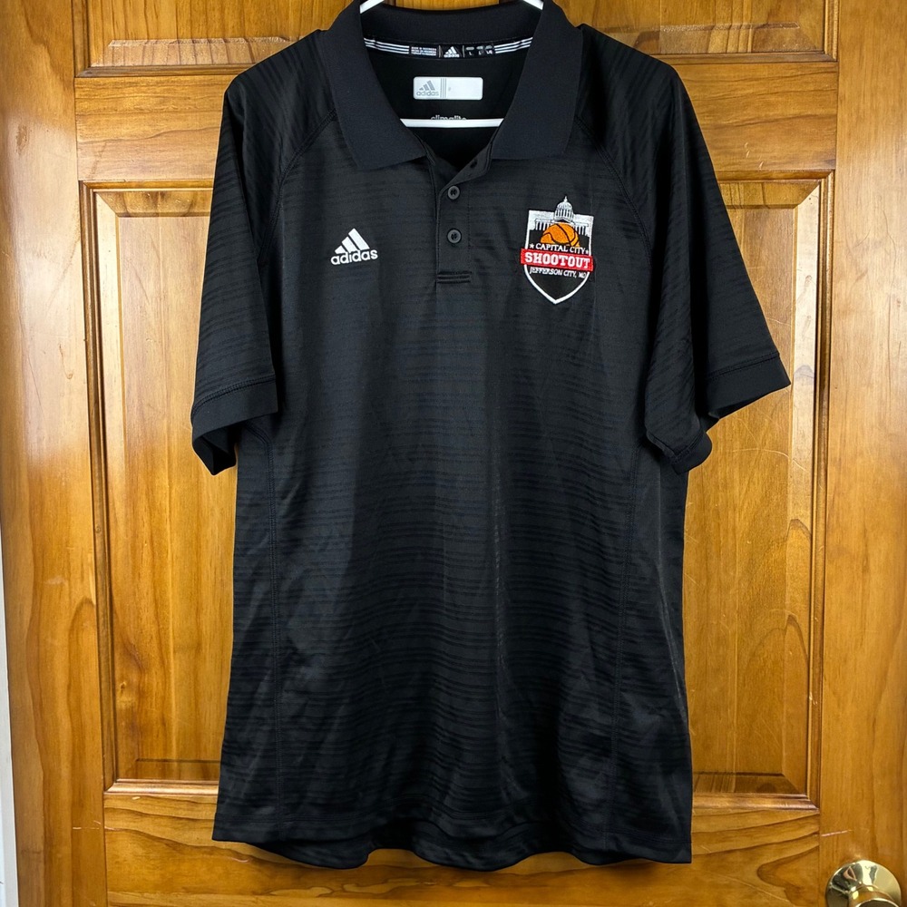 Adidas Climalite Mens Lg Polo Shirt Black Capital City Shootout Basketball